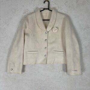 Handmade 100% Superfine Merino Wool Jacket Old Money Minimalist Size S NWOT